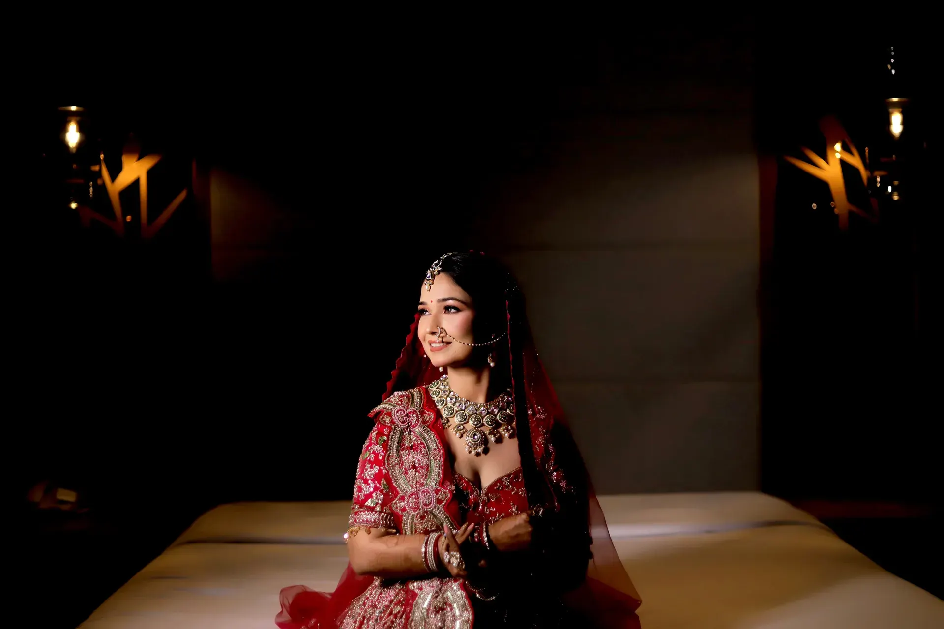 The Royal Maharani in Crimson Zardozi Lehenga