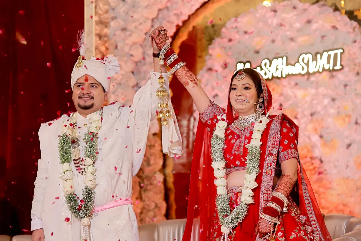 Triumphant Stage Union with Rose Petal Shower